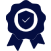 A blue ribbon with a circle in it.
