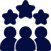 A black and blue picture of a group of people.